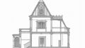 historische Straßenansicht mit Schnitt